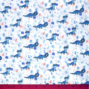FROZEN BRUNI FABRIC | Sold By The Half Yard! | Continuous Cut! | 100% Quilting Cotton | Salamander Blue White
