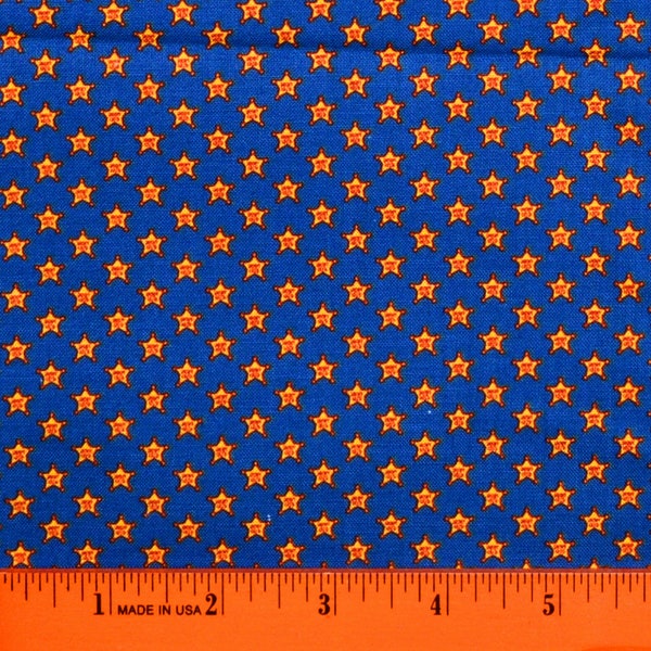 Sale!! SHERIFF STAR FABRIC |Sold By The Half Yard! | Continuous Cut! | 100% Quilting Cotton | Mini Small Cowgirl Cowboy Badge Blue Western