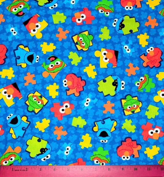 Sesamstraße KrÃ¼melmonster Stoff Baumwolle Jersey Stoff