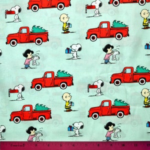 Sale!!! PEANUTS CHRISTMAS FABRIC | Sold By The Half Yard! | Continuous Cut! | 100% Quilting Cotton | Charlie Brown Snoopy Lucy Holiday Green