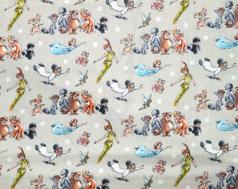 PETER PAN STOFF | Verkauft durch den halben Hof! | Zum Nähen Quilten | 100% Baumwolle | Tinkerbell Wendy Lost Boys Michael John Grau Beige Beige