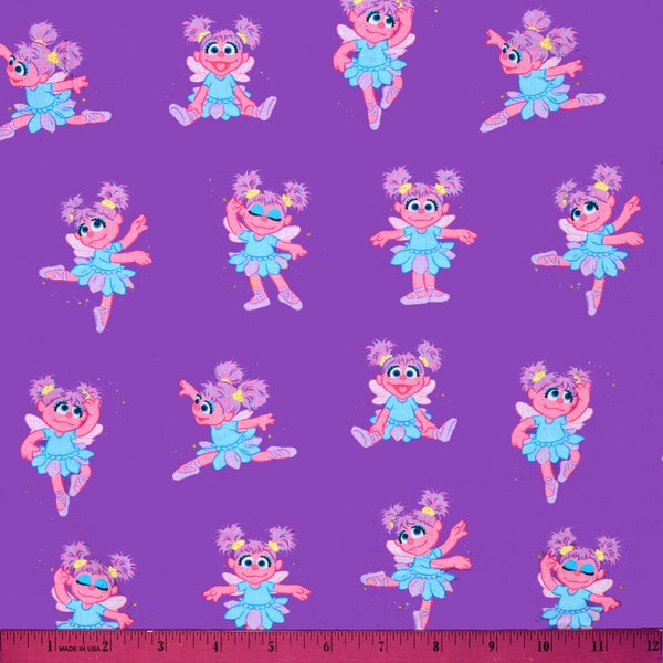 Sale!! ABBY CADABBY FABRIC | Sold By The Half Yard! | Continuous Cut! | 100% Quilting Cotton | Sesame Street Purple Pink Fairy Girls