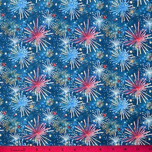 PATRIOTIC FIREWORKS FABRIC | Sold By The Half Yard! | Continuous Cut! | 100% Quilting Cotton | Fourth 4th of July usa America Red White Blue