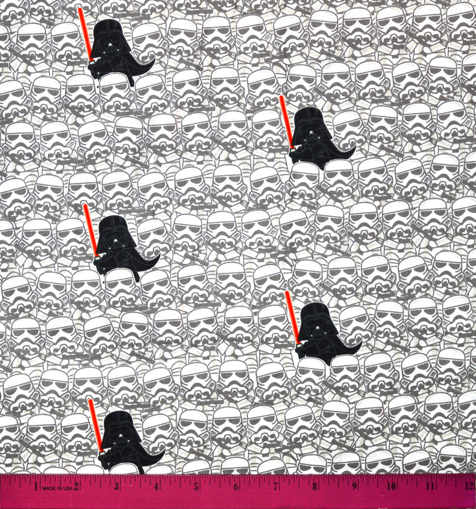 STAR WARS FABRIC Sold By The Half Yard! Continuous Cut! 100% Quilting  Cotton Darth Vader Storm Trooper Stormtrooper Kawaii Black White
