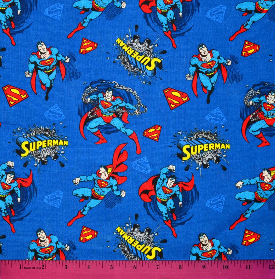 SUPERMAN FABRIC Sold by the Half Yard Continuous Cut 100 Quilting Cotton DC Comics Superhero Super Hero Red Blue Etsy UK