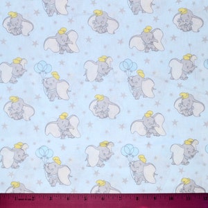 Sale!!! DISNEY DUMBO FABRIC | Sold By The Half Yard! | Continuous Cut! | 100% Quilting Cotton | Baby Boy Elephant Circus Blue