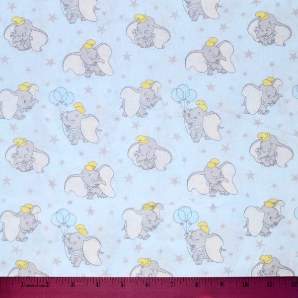 Sale!!! DISNEY DUMBO FABRIC | Sold By The Half Yard! | Continuous Cut! | 100% Quilting Cotton | Baby Boy Elephant Circus Blue