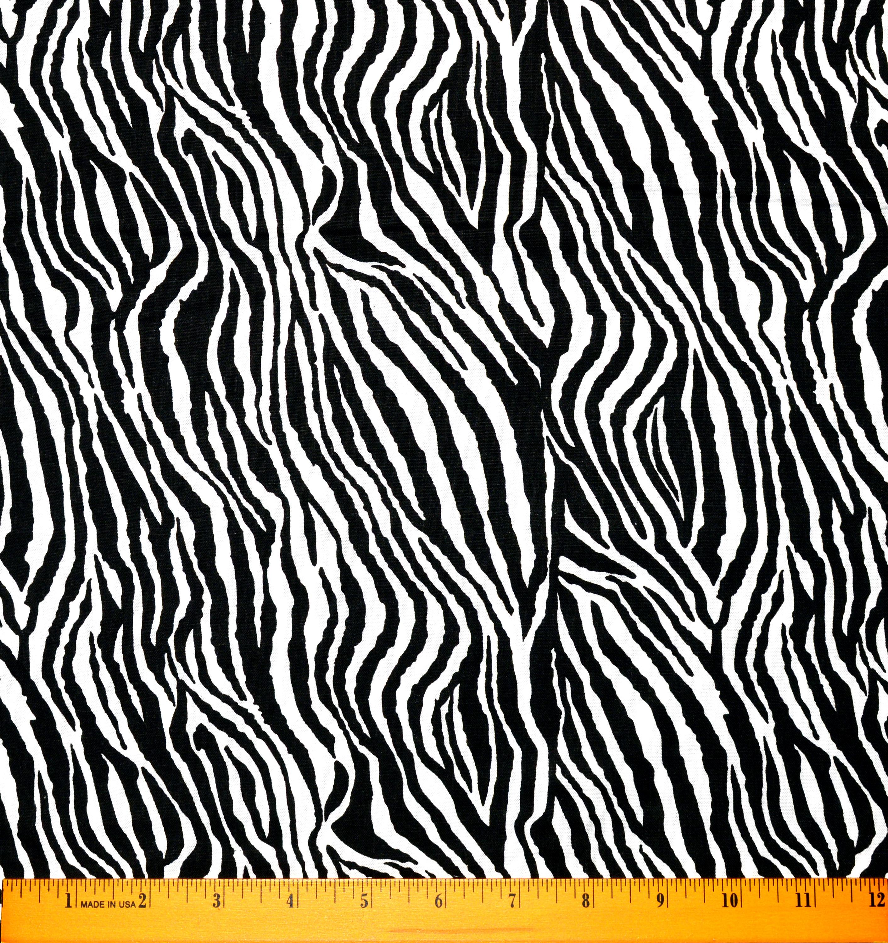ZEBRA PRINT FABRIC | Sold By The Half Yard! | Continuous Cut! | 100% Quilting Cotton | Large Small Black White Jungle Animal Stripes Stripe