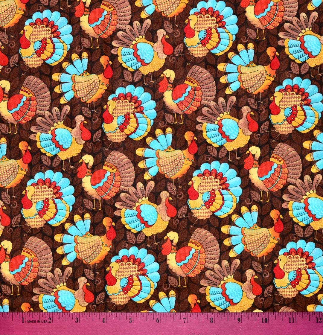 THANKSGIVING TURKEY FABRIC | Sold by the Half Yard! | Continuous Cut ...