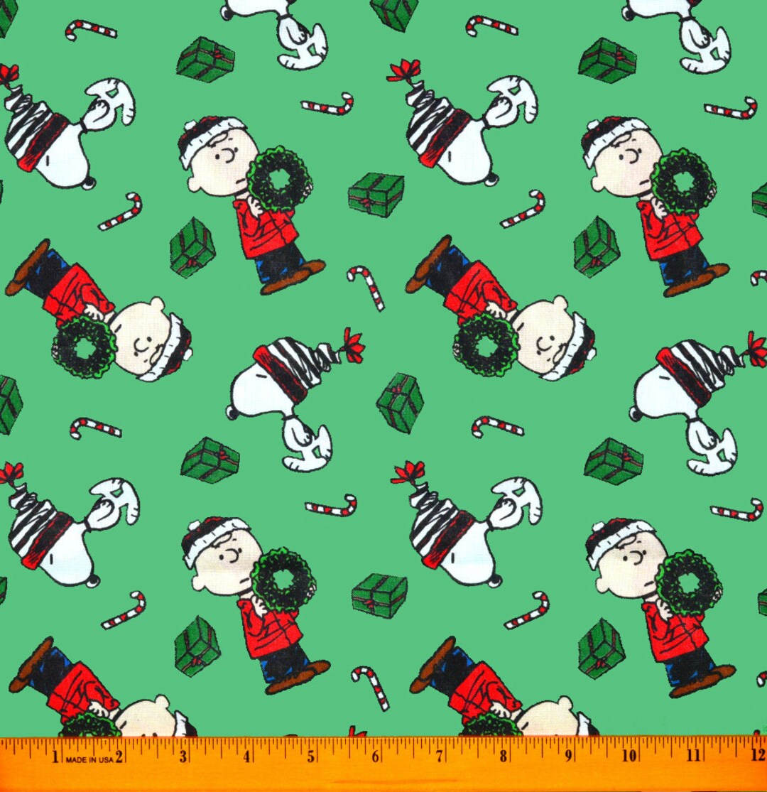 PEANUTS CHRISTMAS FABRIC Sold by the Half Yard Continuous Cut 100