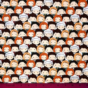 Sale!!! FRIENDS KAWAII FABRIC | Sold By The Half Yard! | Continuous Cut! | 100% Quilting Cotton | Rachel Monica Phoebe Ross Chandler tv Show