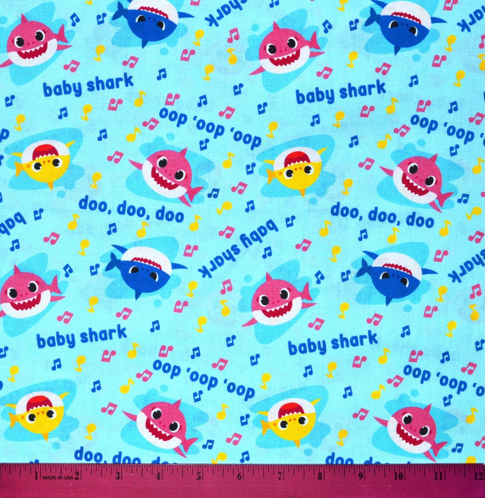 Nickelodeon Baby Shark 44 100% Cotton Baby Sharks Sewing & Craft Fabric 8  yd By the Bolt, Multi-color 