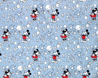Sale!!! MICKEY & MINNIE Mouse FABRIC | Sold By The Half Yard! | Continuous Cut! | 100% Quilting Cotton | Disney Blue White Classic