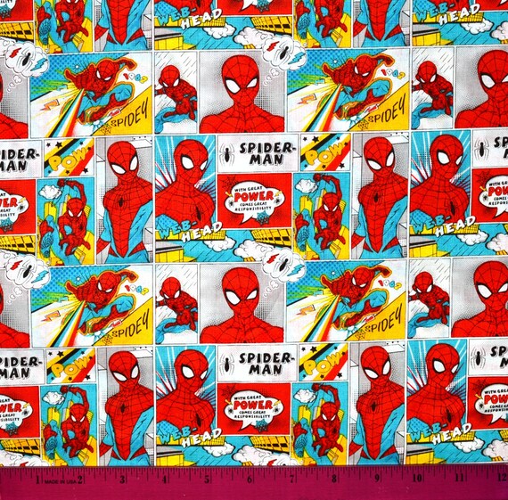 Angebot!!! SPIDERMAN STOFF Verkauft durch den halben Hof! Durchgehender  Schnitt! 100% Quilting Baumwolle Spiderman Superheld Superheld Marvel