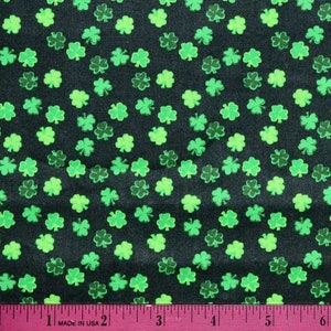 GREEN SHAMROCK FABRIC  | Sold By The Half Yard! Continuous Cut! | 100% Quilting Cotton | St. Patricks Day Four Leaf Clover Mini Small