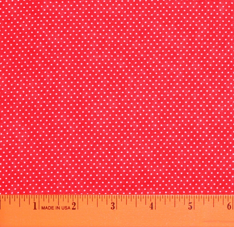 For Sewing Quilting Sold By The Half Yard! Tiny Small Polka Dots Polkadots White Red Valentines Day 100/% Cotton MINI DOTS FABRIC