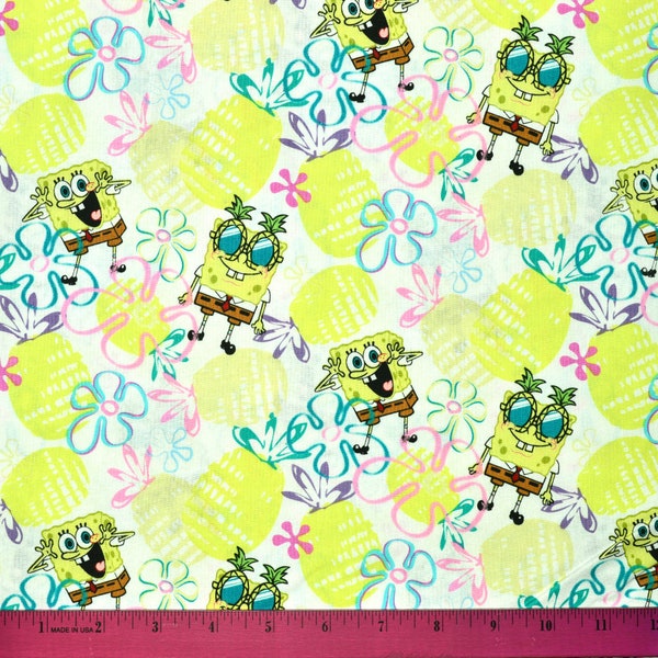 SPONGEBOB SQUAREPANTS FABRIC | Sold By The Half Yard! | For Sewing Quilting | 100% Cotton | Sponge Bob White