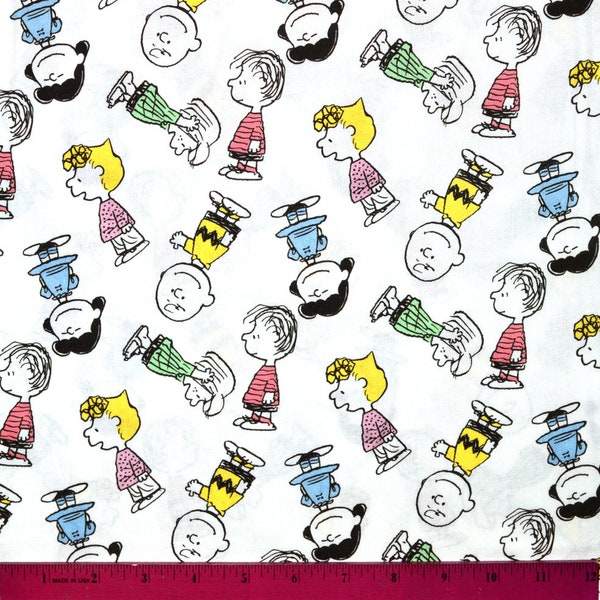 Sale!! PEANUTS CHARACTERS FABRIC | Sold By The Half Yard! | Continuous Cut! | 100% Quilting Cotton | Charlie Brown Snoopy Lucy Linus White