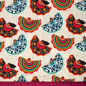 FOLKLORICO DANCE FABRIC | Sold By The Half Yard! Continuous Cut! | 100% Quilting Cotton | Hispanic Culture Latina Folk Dance Mexico Mexican