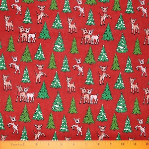 RUDOLPH the Red-Nosed REINDEER FABRIC | Sold By The Half Yard!|  Continuous Cut! | 100% Quilting Cotton | tv Show Christmas Holiday Red