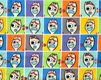 Sale!!! DISNEY FORKY FABRIC | Sold By The Half Yard! | Continuous Cut! | 100% Quilting Cotton | Toy Story Multi Rainbow