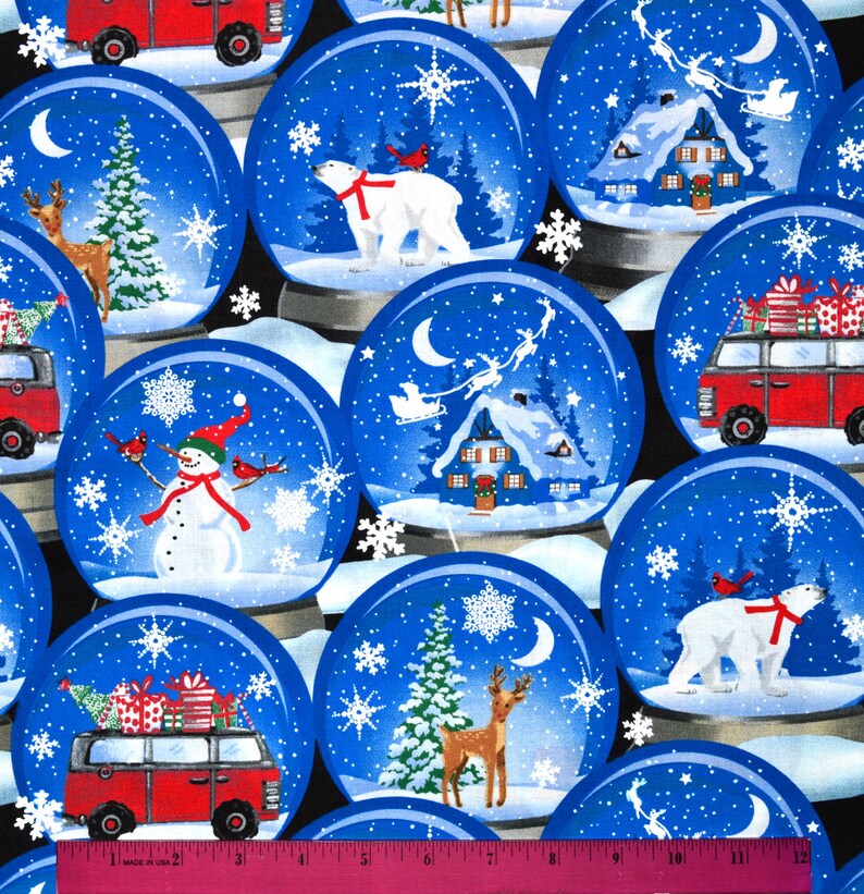 SNOW GLOBES FABRIC Sold by the Half Yard for Sewing | Etsy