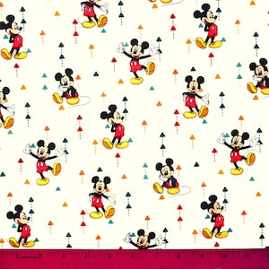 Sale!! MICKEY MOUSE FABRIC | Sold By The Half Yard! | Continuous Cut! | 100% Quilting Cotton | Disney Cream Off-White