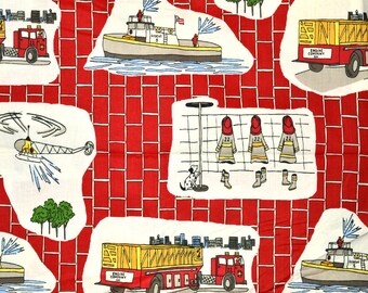 Firefighter Fireman 100% Cotton Fabric Panel Block CC200 Firefighter Fireman 100% Cotton Fabric Panel Block CC200