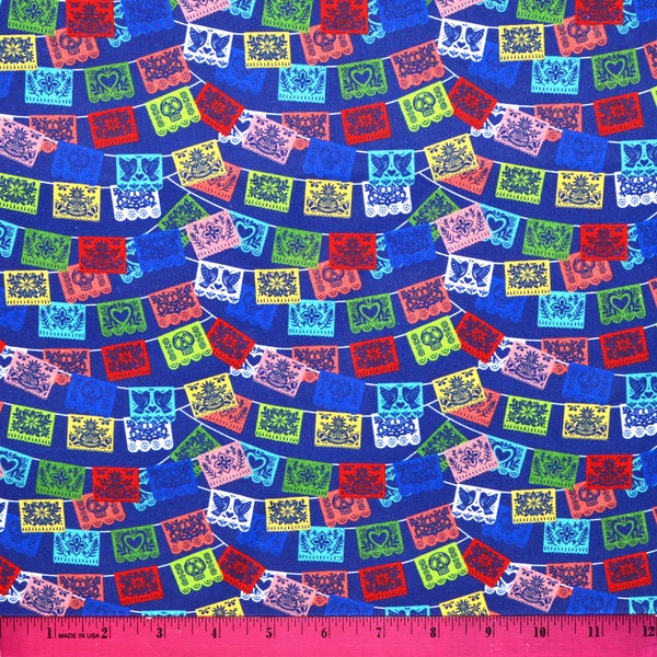 PAPEL PICADO FABRIC | Sold By The Half Yard! | Continuous Cut! | 100% Quilting Cotton | Hispanic Culture Latino Mexico Rainbow Christmas