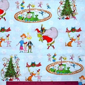 Dr. SEUSS GRINCH FABRIC | Sold By The Half Yard! | Continuous Cut! | 100% Quilting Cotton | Christmas Holiday Whos Whoville Max Blue