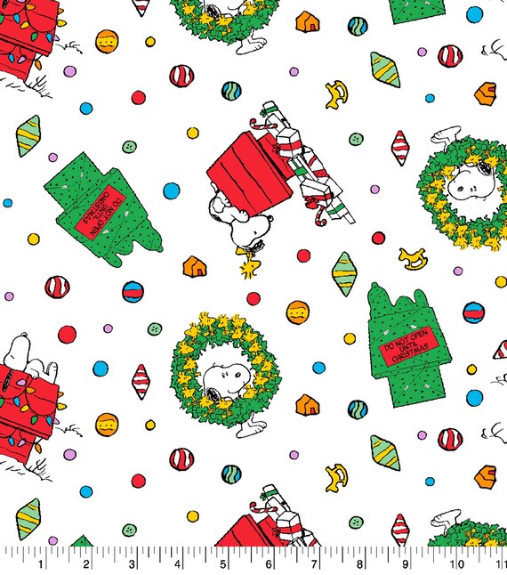 Flannel Snoopy Christmas Fabric Sold By The Half Yard Etsy