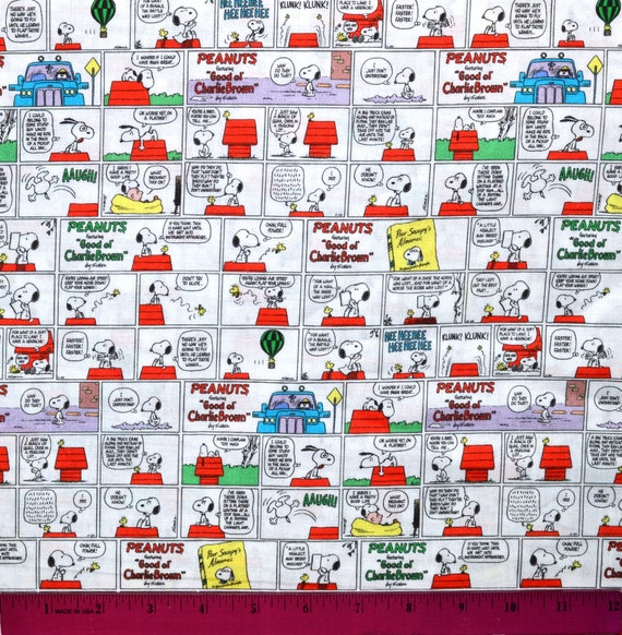 Peanuts Christmas Fabric - HALF YARD - 100% Cotton Quilting Snoopy Charlie  Brown