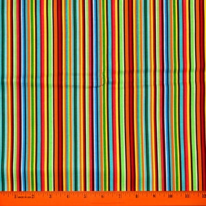 RAINBOW STRIPES FABRIC | Sold By The Half Yard! | Continuous Cut! | 100% Quilting Cotton | Multi Bright Colors Mini Small Stripe Boys Girls