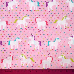 Sale!!! PINK UNICORN FABRIC | Sold By The Half Yard! | Continuous Cut! | 100% Quilting Cotton | Girls Girly Girlie Hearts