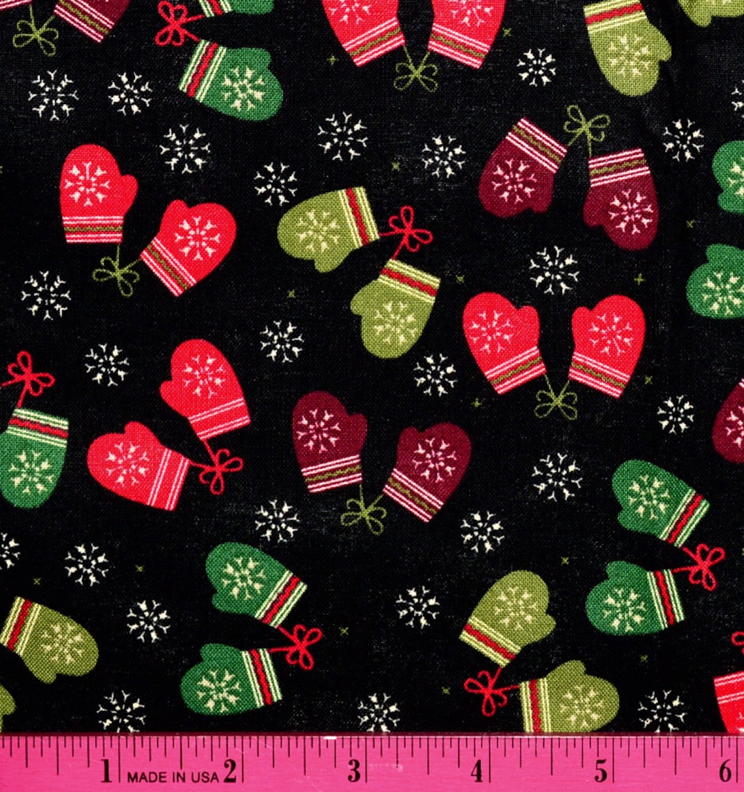 CHRISTMAS MITTENS FABRIC / Vendido por The Half Yard / Corte Etsy España