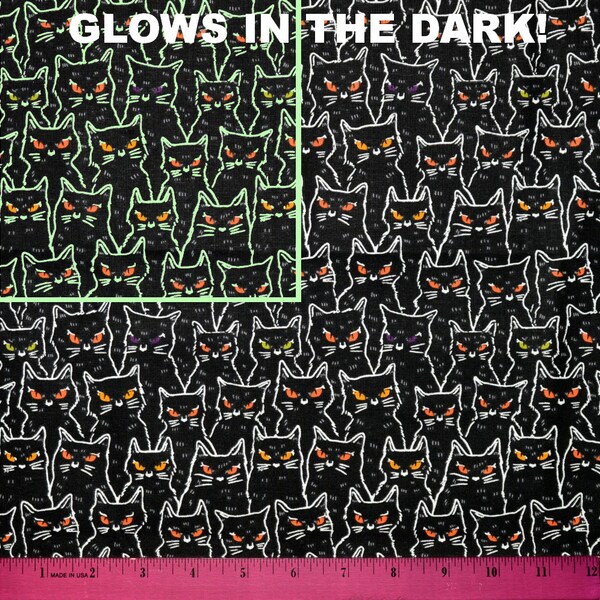 Glow in the Dark Cat Fabric Etsy