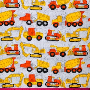 Sale!!! CONSTRUCTION VEHICLES FABRIC | Sold By The Half Yard! | Continuous Cut! | 100% Quilting Cotton | Dump Trucks Bulldozer Boys Girls