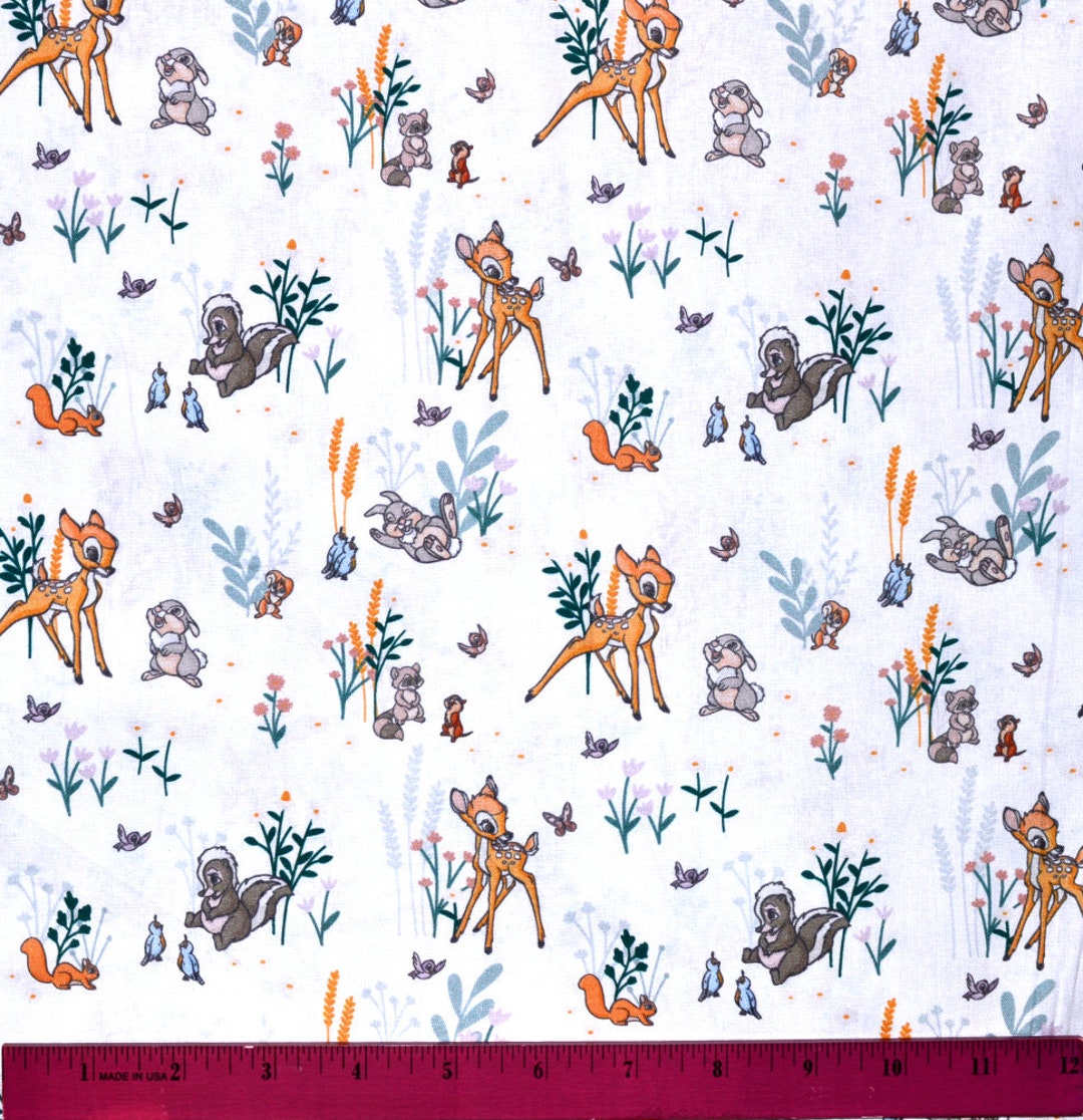 Disney Bambi Rabbit Pattern DISNEY BAMBI FABRIC Sold by the Half Yard Continuous Cut 100% Quilting ...