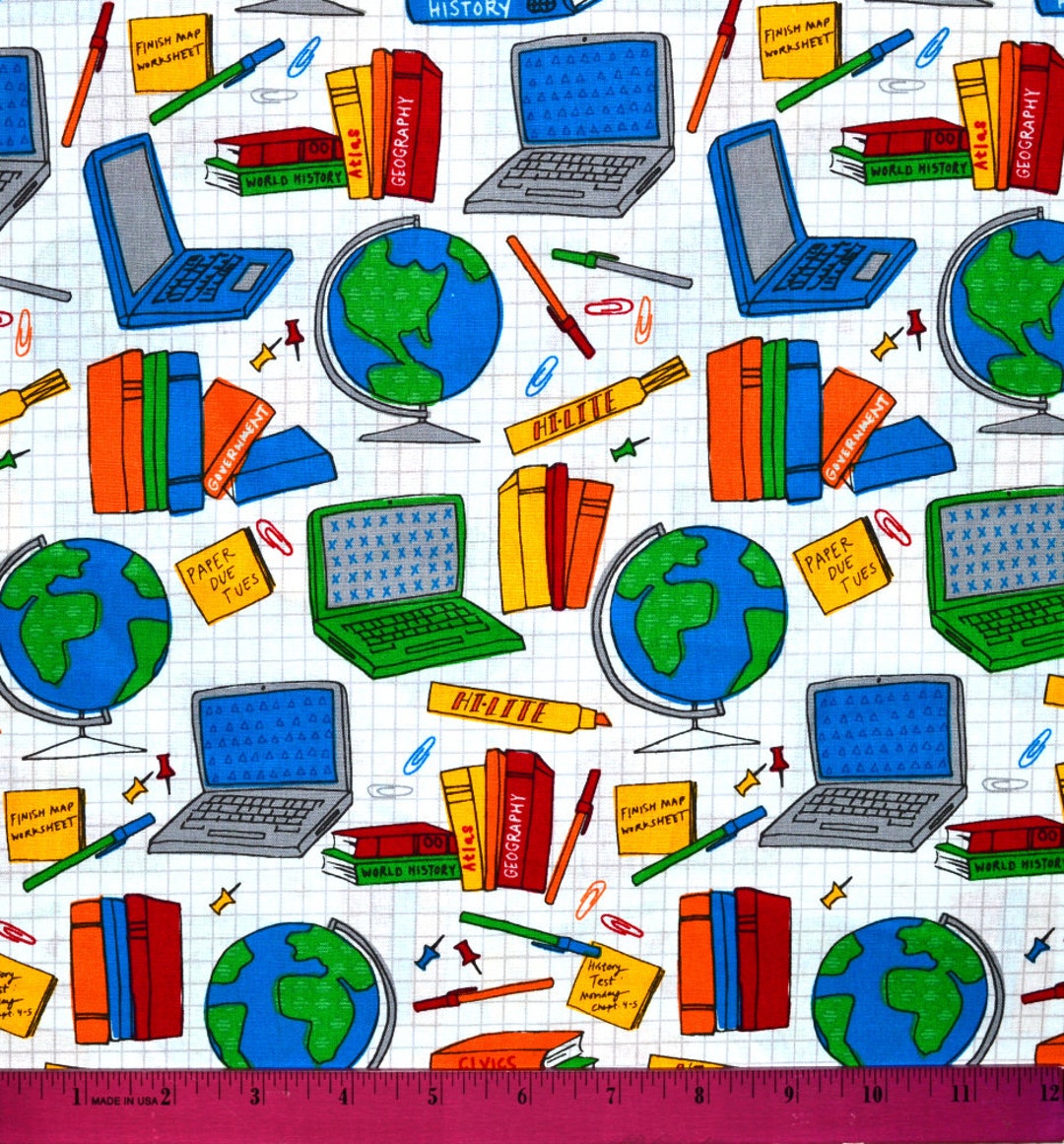 TEACHER SCHOOL FABRIC Sold by the Half Yard Continuous Cut 100