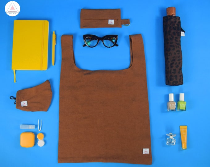 The Tyler Gift Set | Reusable Bag | Linen Tote | Market Bag | Reusable Mask | Wallet | Bag Set