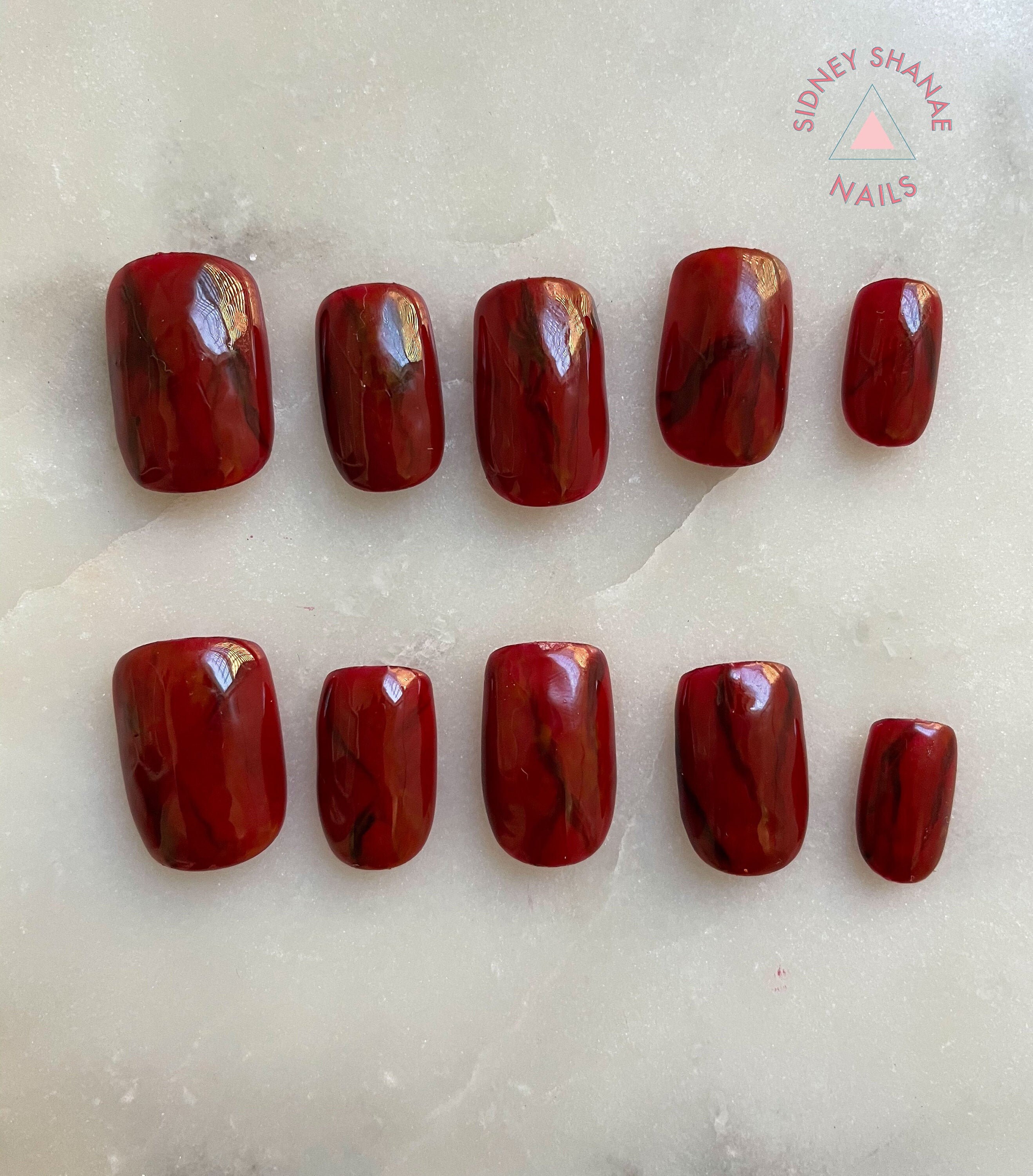 Capricorn Garnet Stone Collection Press on Nails False - Etsy