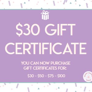 gift certificate for 75 dollars printable gift card 30 50 etsy gift certificate for 75