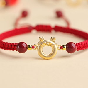 Atuendo para bebé del zodiaco chino del dragón, conejo y tigre del año 2024, pulsera para los primeros 100 días, cuerda para el cabello con forma de donut, regalo de cumpleaños, adorno de joyería