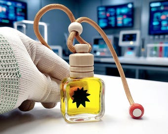 Ferroflüssigkeit in einer Flasche Glasanhänger, Magnetspielzeug, gelbe transparente Flüssigkeit, *Reverse: 1999*, Ullrich