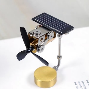 Unique creative Solar powered propeller Car Dashboard Decor, Car interior center console decoration, metal mechanical art tabletop ornament