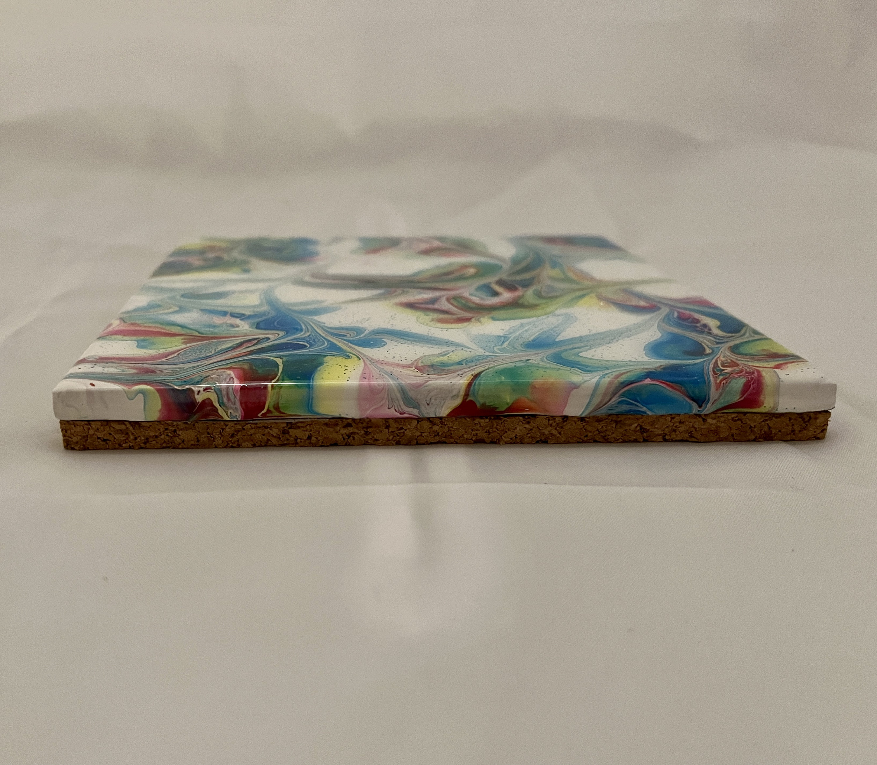 Hand Painted Ceramic Tile Hot Plate / Sparkly Painted Resin Hot Plate