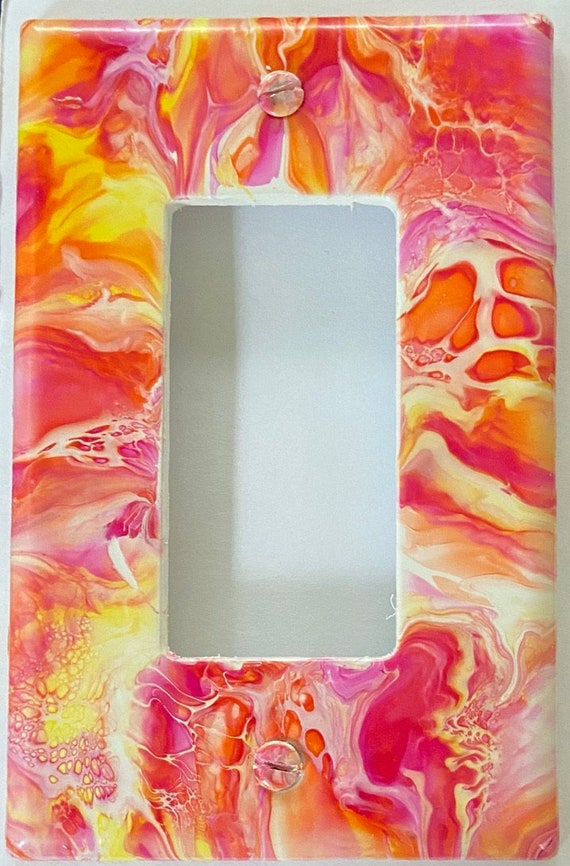 Hand Painted Light Switch Cover / Light Switch Plate / Painted Wall Plate / Painted Single Decora Switch Plate / Red Yellow and Orange