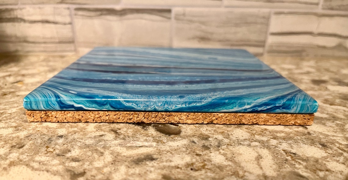 Ocean Waves Hot Plate / Painted Resin Hot Plate / Tile Hot Etsy
