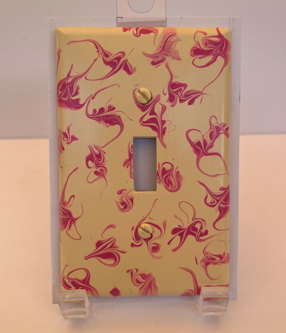 Pink and Ivory Switch Cover / Single Toggle Light Switch Plate / Painted Single Toggle /  Painted / Pink and Ivory Wall Decor