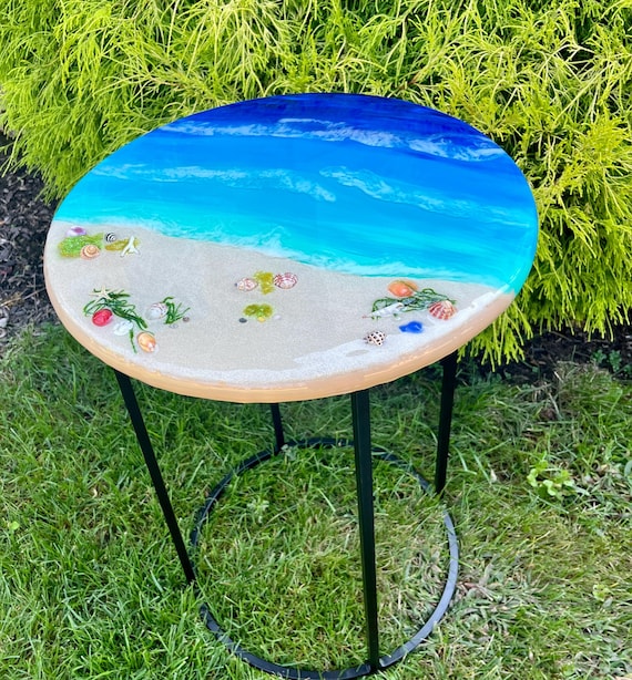 Ocean Table with Real Sand and Seashells